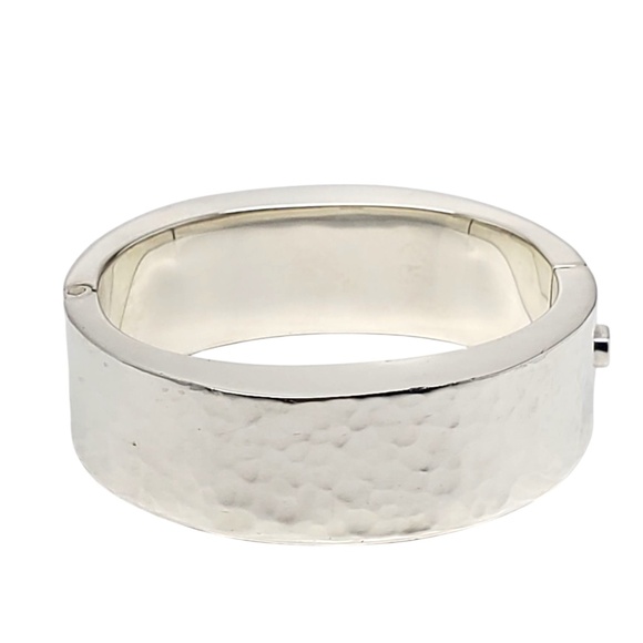 Sterling Silver Hammered Wide Oval Bangle Bracelet #21220 - Picture 2 of 13